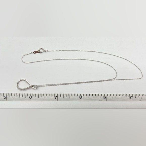 10k Solid White Gold Necklace With Infinity 10k Genuine Diamond Pendant - Picture 7 of 11